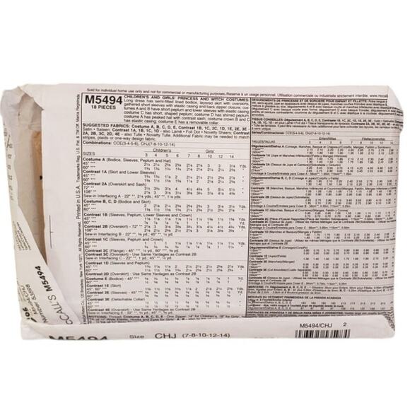 Vintage Sewing McCalls Princess Costume Witch Halloween Costume Patterns UNCUT - Picture 2 of 5